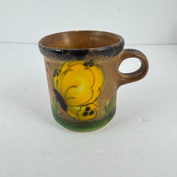 Set of 3 McCoy Pottery Butterfly Mugs Vintage Hand Painted Brown Yellow Cups - Picture 8 of 11